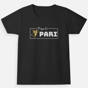Papa Ki Pari Black Girl's Crew Neck T-Shirt